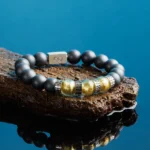 Golden Murano - Matte Hematite Bracelet I (12mm) - Image 2