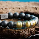 Golden Murano - Matte Hematite Bracelet I (12mm) - Image 3