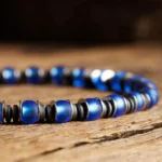 Blue Silver & Hematite Bracelet VII (6mm) - Image 2