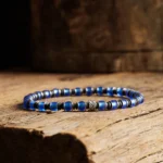 Blue Silver & Hematite Bracelet VII (6mm) - Image 3