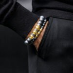 Golden Murano - Matte Hematite Bracelet I (12mm) - Image 4