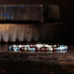 Swiss Blue Topaz - Red Garnet Bracelet VIII (3.5 - 4mm) - Image 5