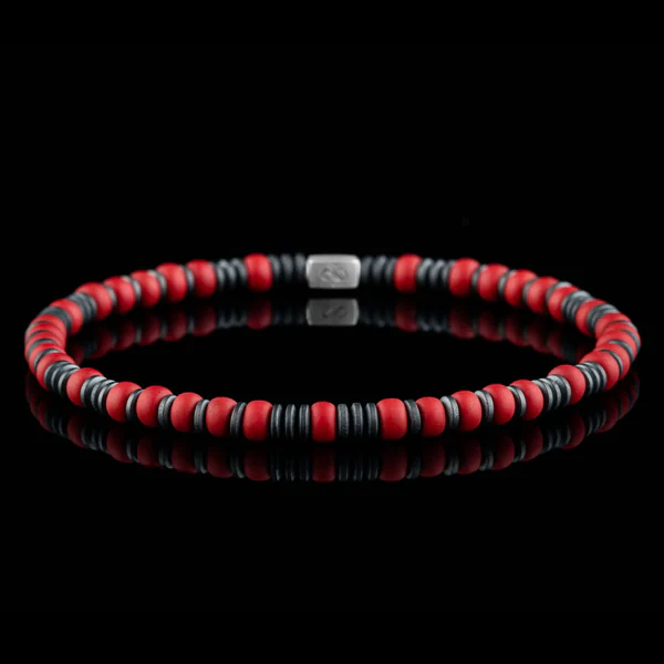 square1-Hematite-RedBraceletVII_4mm Hematite - Red Bracelet VII (4mm) - Image 1