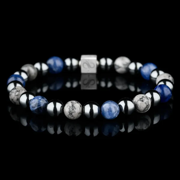 square1-Sodalite-PicassoJasper-HematiteBraceletI_8mm Sodalite-Picasso Jasper-Hematite Bracelet I (8mm) - Image 1