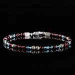 Swiss Blue Topaz - Red Garnet Bracelet VIII (3.5 - 4mm)