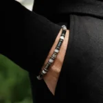 Hematite - Grey/White Bracelet I (6mm) - Image 2